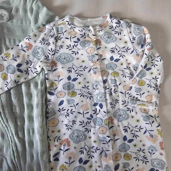 Set of 2 Baby Girl 3-6 M Bodysuits Carters & Cloud Island Green Pink Floral - Picture 2 of 11